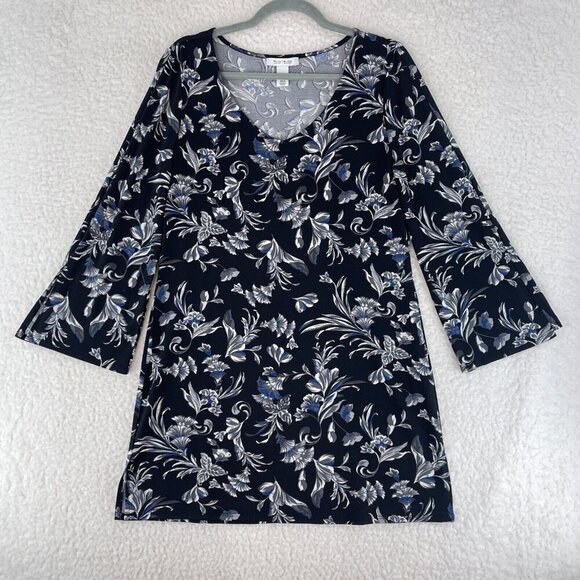 White House Black Market Dresses & Skirts - White House Black Market Black Floral Print Dress‎ Womens 3/4 Sleeve Size Medium